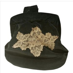 Green Velvet Clutch 6-1/2" Graduating to 9" W 8" L, Vintage